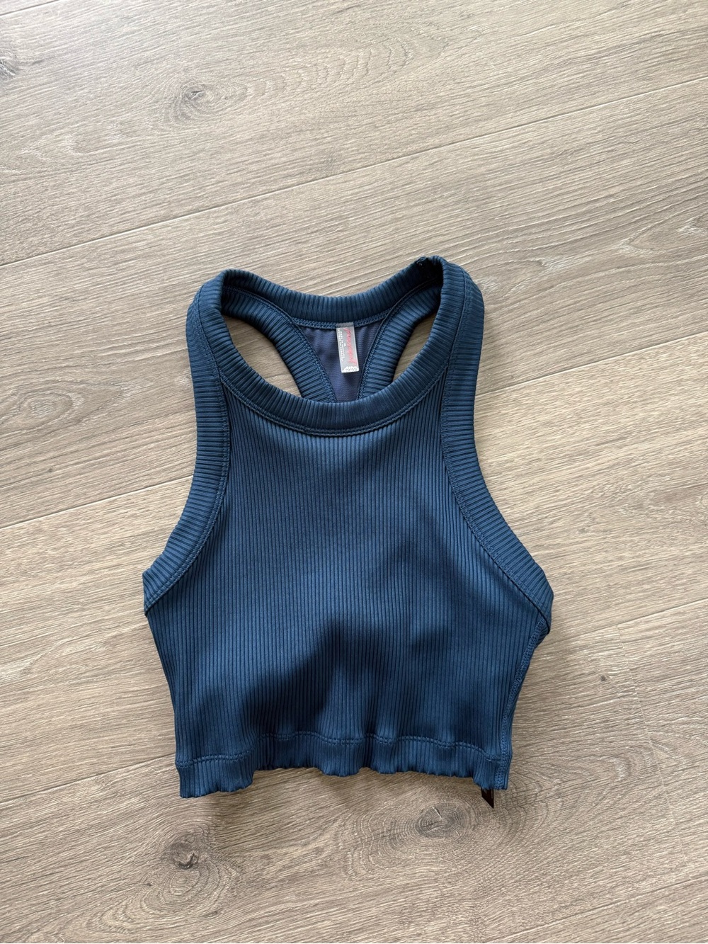 FP Movement by Free People Navy Ribbed Racerback Crop Tank